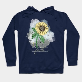 Sketchy Doodle Faith Yellow Watercolor Flower Hoodie